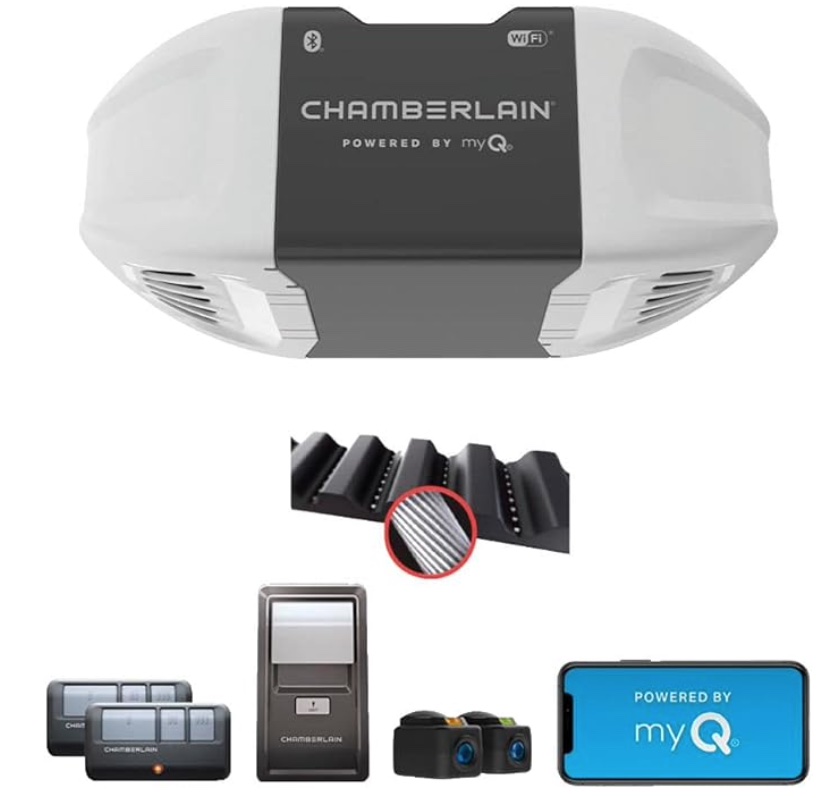 CHAMBERLAIN MyQ Smart Garage Opener with Quiet Belt Drive System - 1:2 HP